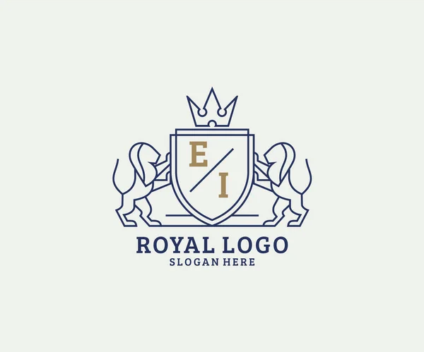 Carta Lion Royal Luxury Logo Plantilla Arte Vectorial Para Restaurante — Vector de stock