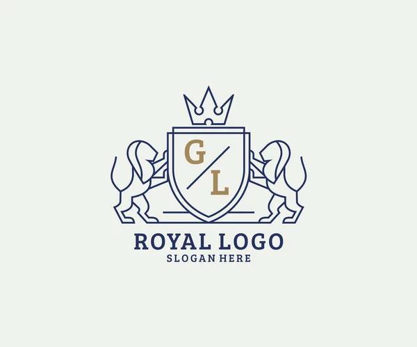 Letter Lion Royal Luxury Logo Template Vector Art Restaurant Royalty — Vetor de Stock