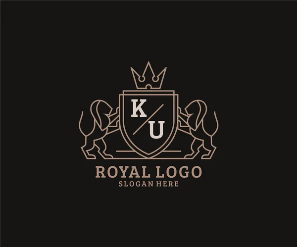 Letter Lion Royal Luxury Logo模板 用于餐馆 皇家饭店 精品店 咖啡店 希拉尔迪奇 — 图库矢量图片