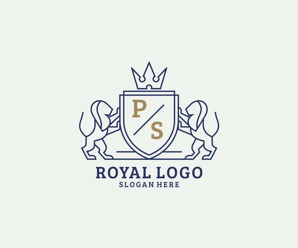 Letter Lion Royal Luxury Векторное Искусство Ресторанов Роялти Бутиков Кафе — стоковый вектор