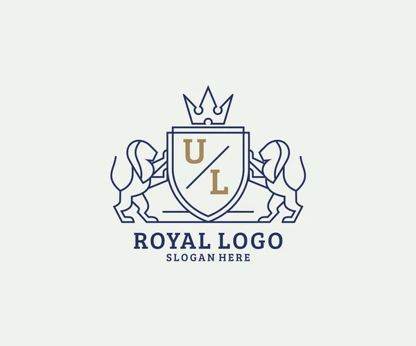 Letter Lion Royal Luxury Logo Template Vector Art Restaurant Royalty — Vetor de Stock