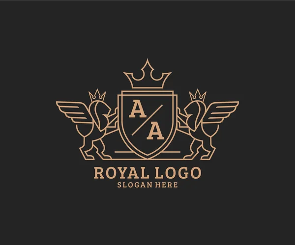 Letter Lion Royal Luxury Heraldic Crest Logo Sablon Vektorművészet Étterem — Stock Vector