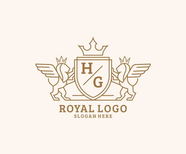 Buchstabe Lion Royal Luxury Heraldic Wappen Logo Vorlage Vektorkunst Für — Stockvektor