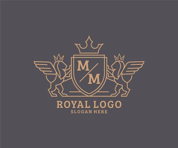 Letter Lion Royal Luxury Heraldic Crest Logo Template Vector Art — Vetor de Stock