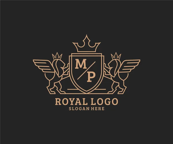 Letter Lion Royal Luxury Heraldic Crest Logo Template Vector Art — стоковий вектор