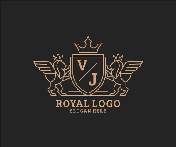 Letter Lion Royal Luxury Heraldic Crest Logo Vorlage Vektorkunst Für — Stockvektor