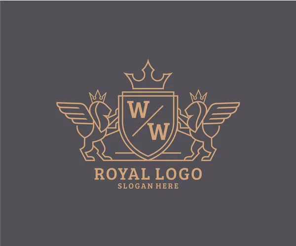 List Lion Royal Luxury Heraldic Szablon Crest Logo Sztuce Wektorowej — Wektor stockowy