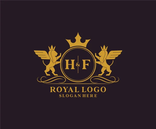 Letter Lion Royal Luxury Heraldic Crest Logo Template Vector Art — Stock Vector