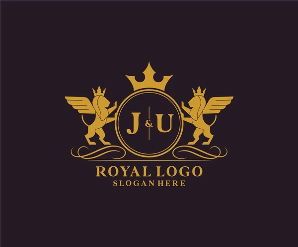 Letter Lion Royal Luxury Heraldic Crest Modèle Logo Dans Art — Image vectorielle