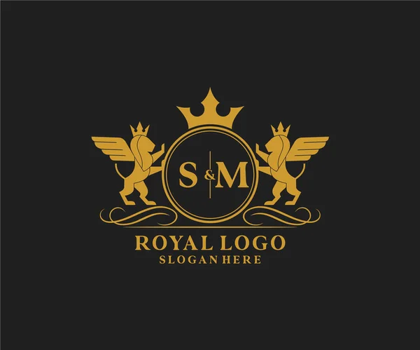 Letter Lion Royal Luxury Heraldic Crest Logo Template Vector Art — стоковий вектор