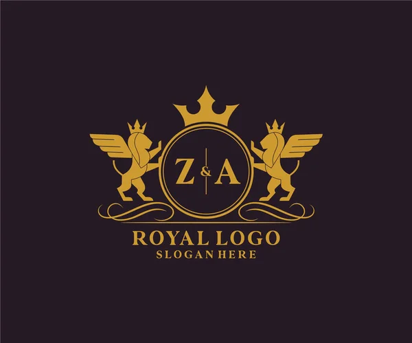 Carta Lion Royal Luxury Heraldic Crest Logo Plantilla Arte Vectorial — Archivo Imágenes Vectoriales