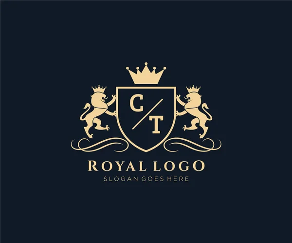 Letter Lion Royal Luxury Geraldic Crest Template Векторном Искусстве Ресторанов — стоковый вектор