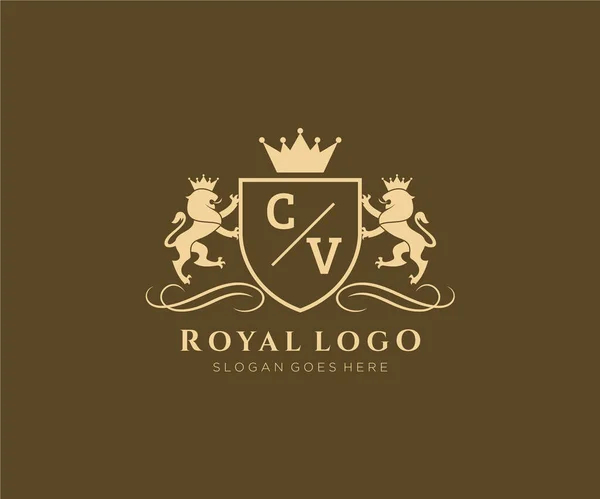 Letter Lion Royal Luxury Heraldic Crest Restaurant Royalty Boutique Cafe — стоковый вектор