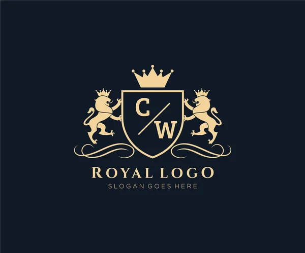 Letter Lion Royal Luxury Geraldic Crest Template Векторном Искусстве Ресторанов — стоковый вектор