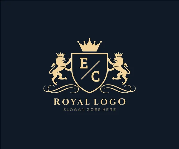 Letter Lion Royal Luxury Geraldic Crest Искушает Векторном Искусстве Ресторанов — стоковый вектор