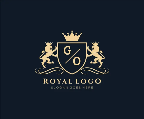 Letter Lion Royal Luxury Heraldic Crest Logo Vorlage Vektorkunst Für — Stockvektor