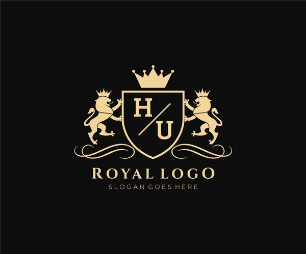 Lettre Lion Royal Luxury Heraldic Crest Modèle Logo Dans Art — Image vectorielle