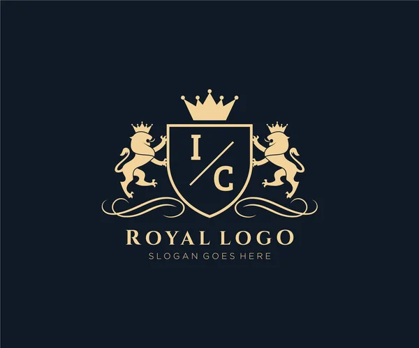 Letter Lion Royal Luxury Geraldic Crest Искушают Векторном Искусстве Ресторанов — стоковый вектор