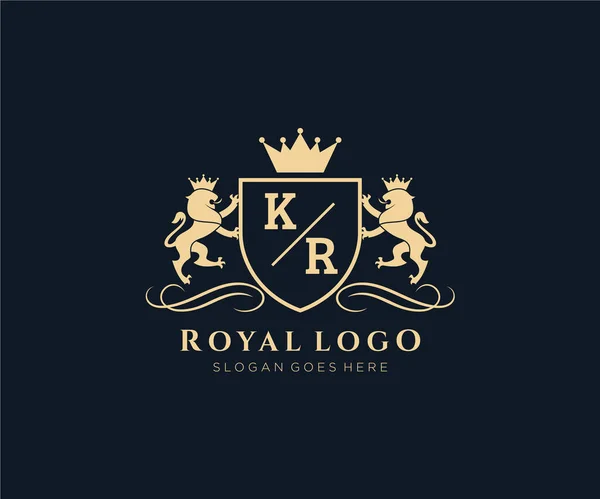 Letter Lion Royal Luxury Heraldic Crest Logo Template Vector Art — Stock Vector