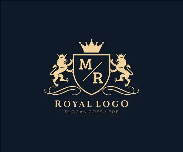 Letter Lion Royal Luxury Heraldic Crest Logo Template Vector Art — Stock Vector