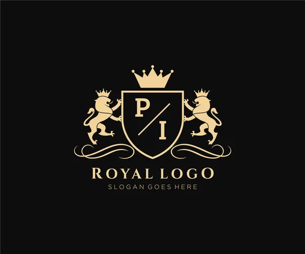 Letter Lion Royal Luxury Geraldic Crest Искушают Векторном Искусстве Ресторанов — стоковый вектор