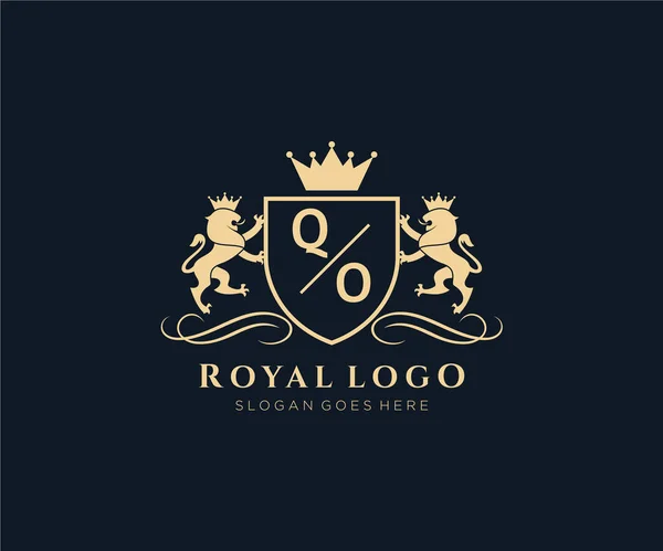 Letter Lion Royal Luxury Geraldic Crest Искушение Векторном Искусстве Ресторанов — стоковый вектор