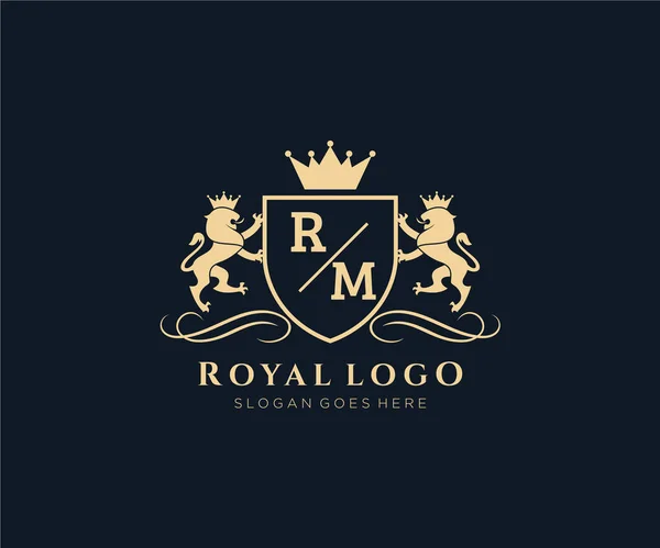Letter Lion Royal Luxury Geraldic Crest Искушение Векторном Искусстве Ресторанов — стоковый вектор