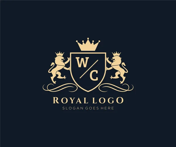 Letter Lion Royal Luxury Heraldic Crest Restaurant Royalty Boutique Cafe — стоковый вектор