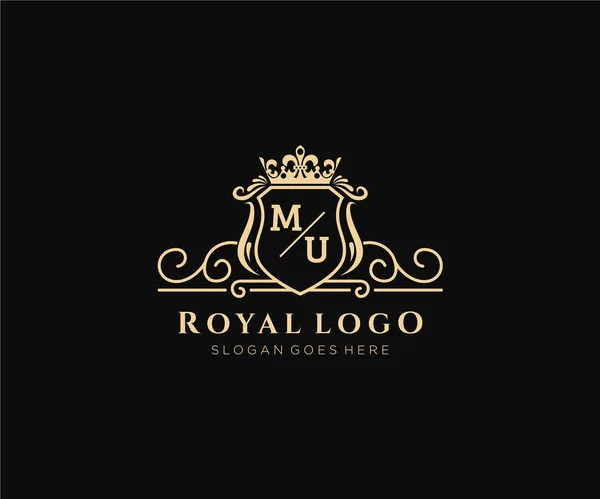 Brev Lyxig Märke Logotyp Mall För Restaurang Royalty Boutique Cafe — Stock vektor