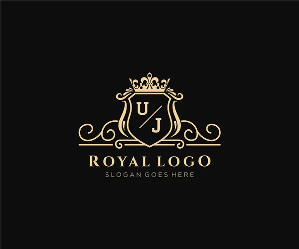 Letter Luxurious Brand Logo Template Restaurant Royalty Boutique Cafe Hotel — 스톡 벡터