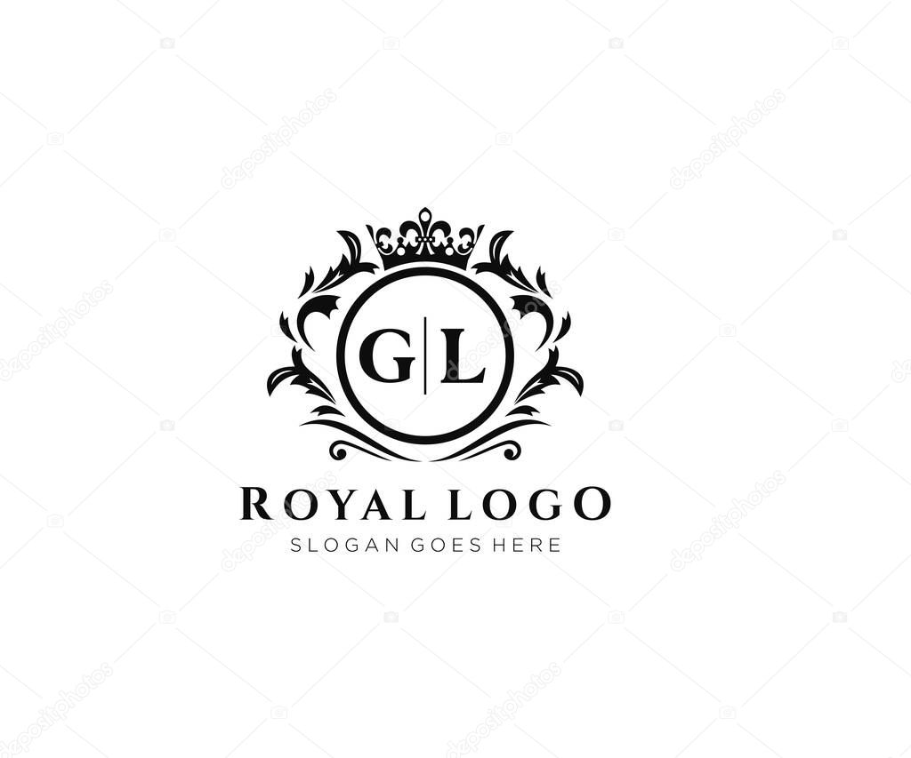 GL Letter Luxurious Brand Logo Template, for Restaurant, Royalty, Boutique, Cafe, Hotel, Heraldic, Jewelry, Fashion and other vector illustration.