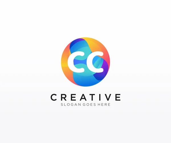 Logo Initial Avec Modèle Cercle Coloré — Image vectorielle