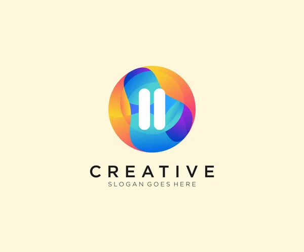 Logo Initial Avec Modèle Cercle Coloré — Image vectorielle