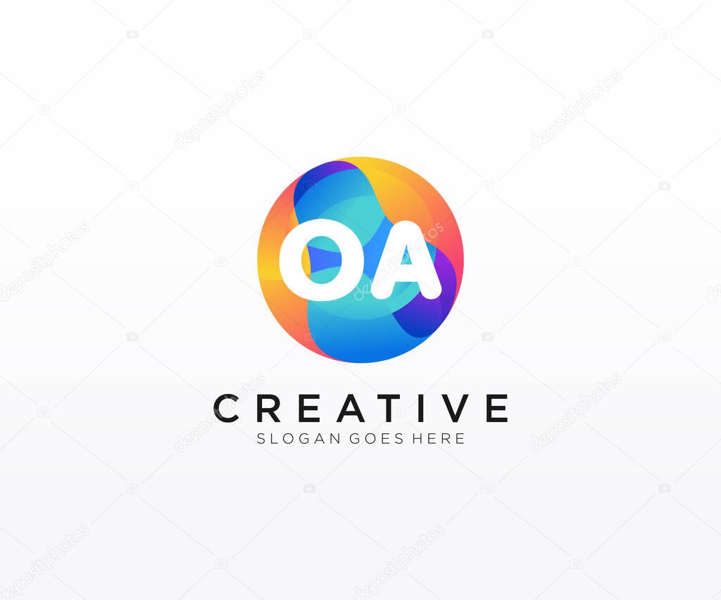 OA initial logo With Colorful Circle template