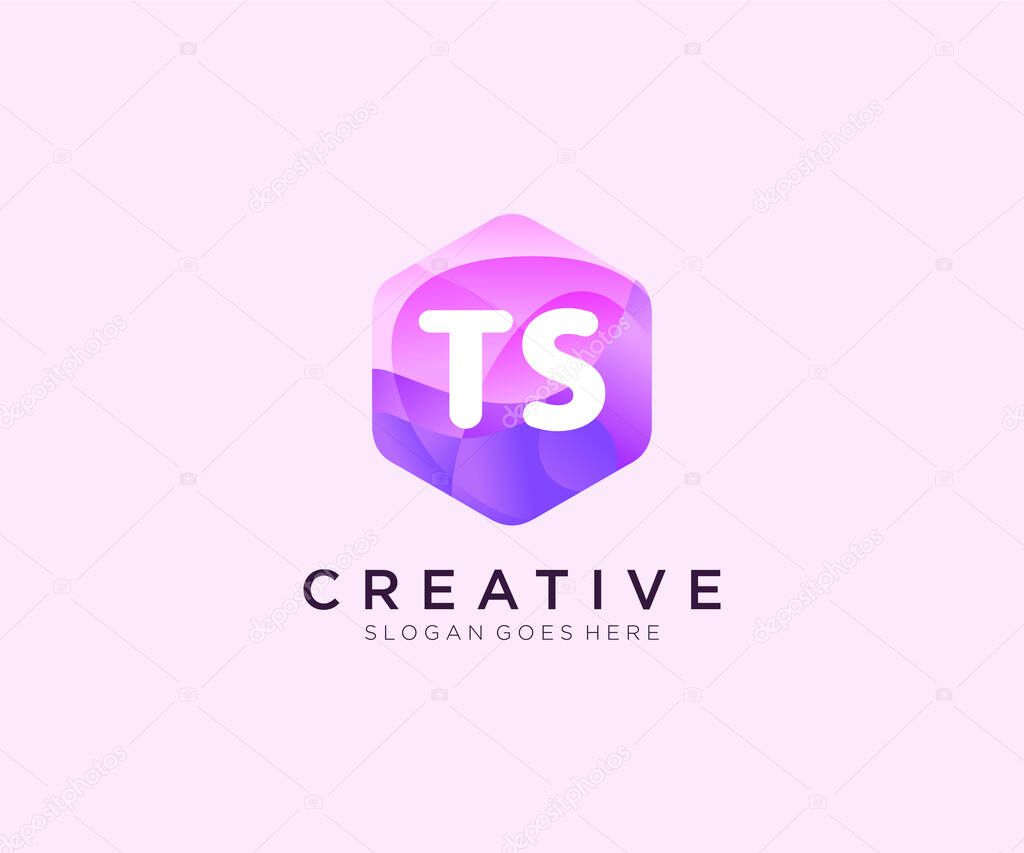 TS initial logo With Colorful Hexagon Modern Business Alphabet Logo template