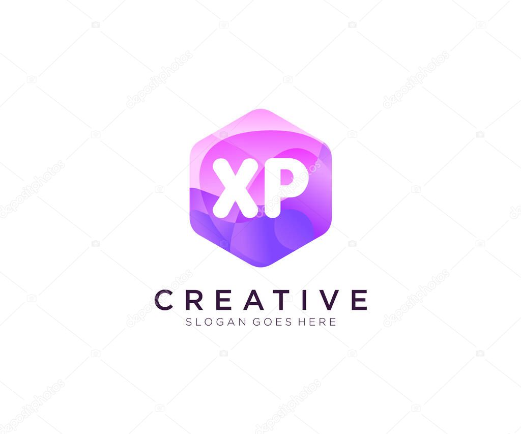XP initial logo With Colorful Hexagon Modern Business Alphabet Logo template