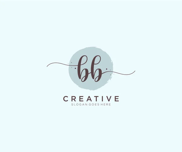 Logo Monogram Feminine Dan Desain Logo Elegan Logo Tulisan Tangan - Stok Vektor