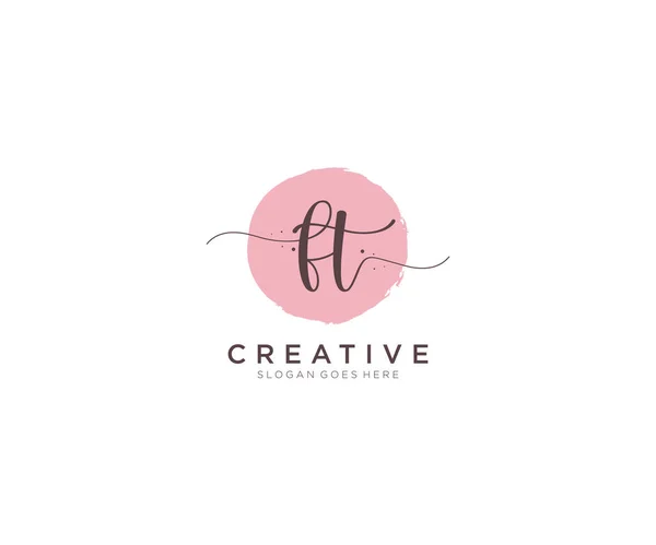 Feminine Logo Belleza Monograma Elegante Logotipo Diseño Logotipo Escritura Mano — Vector de stock