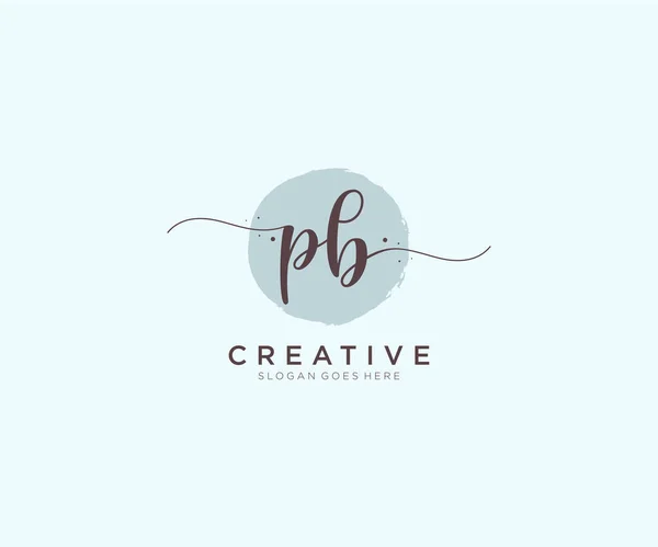 Feminine Logo Beauty Monogram Elegant Logo Design Handwriting Logo Initial — Stock Vector