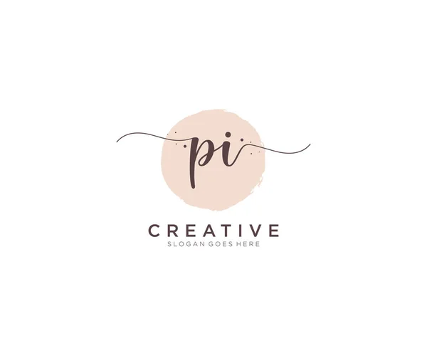 Feminine Logo Belleza Monograma Elegante Logotipo Diseño Logotipo Escritura Mano — Vector de stock