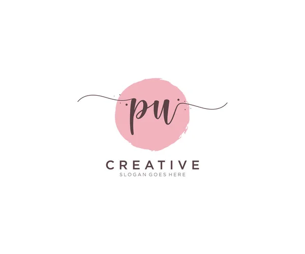 Feminine Logo Beauty Monogram Elegant Logo Design Handwriting Logo Initial — Stock Vector