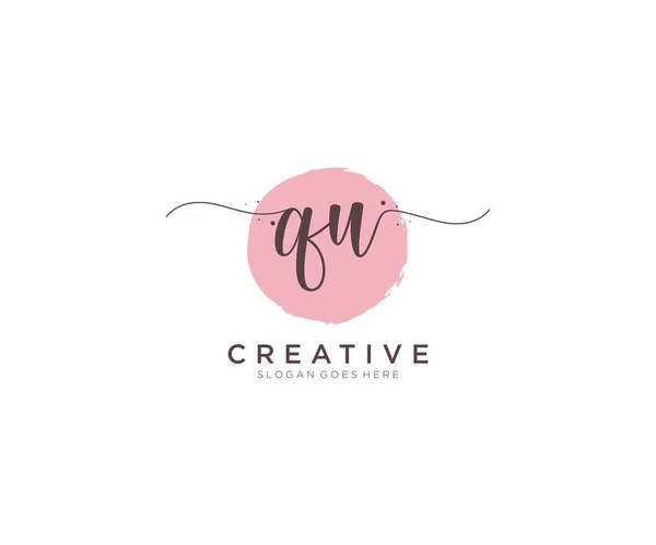 Feminine Logo Beauty Monogram Elegant Logo Design Handwriting Logo Initial — Stock Vector