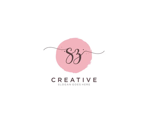 Feminine Logo Belleza Monograma Elegante Diseño Del Logotipo Logotipo Escritura — Vector de stock