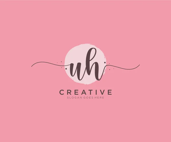 Uhu Feminines Logo Schönheit Monogramm Und Elegantes Logo Design Handschrift — Stockvektor