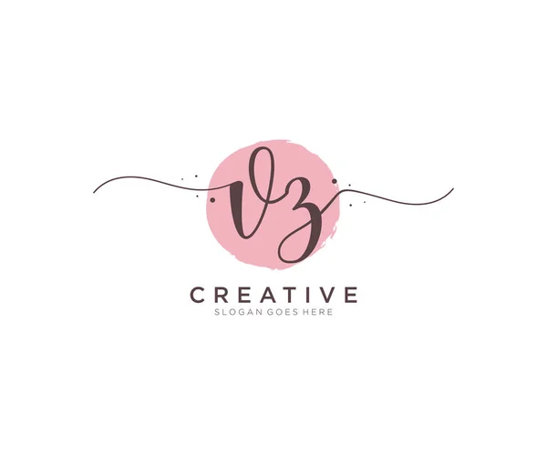 Feminine Logo Belleza Monograma Elegante Diseño Del Logotipo Logotipo Escritura — Vector de stock