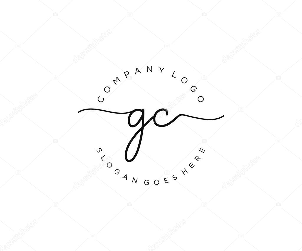 GC Feminine logo beauty monogram and elegant logo design, handwriting logo of initial signature, wedding, fashion, floral and botanical with creative template.