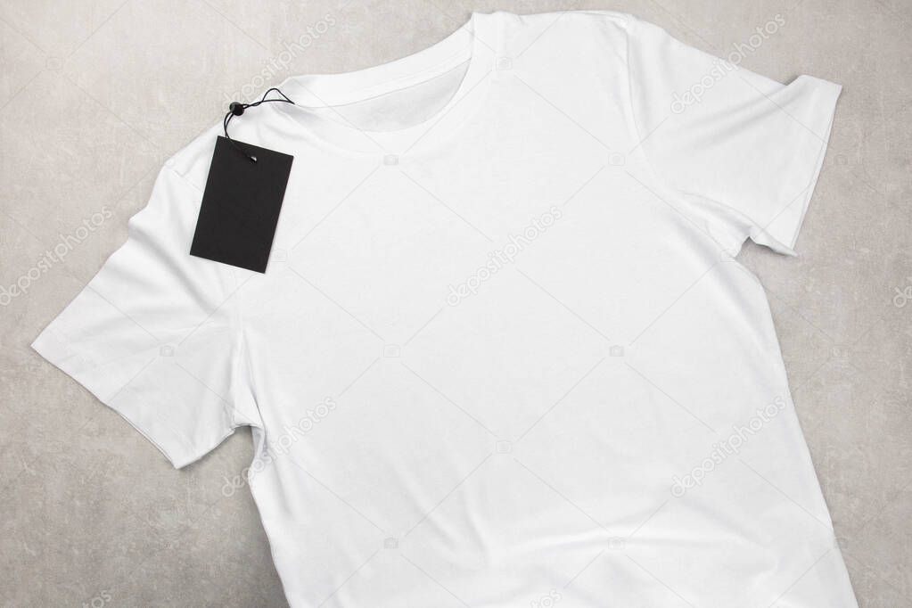 Download White Womens Cotton Tshirt Mockup With Label Design T Shirt Template Print Presentation Mock Up Top View Flat Lay Concrete Stone Background 443417080 Larastock