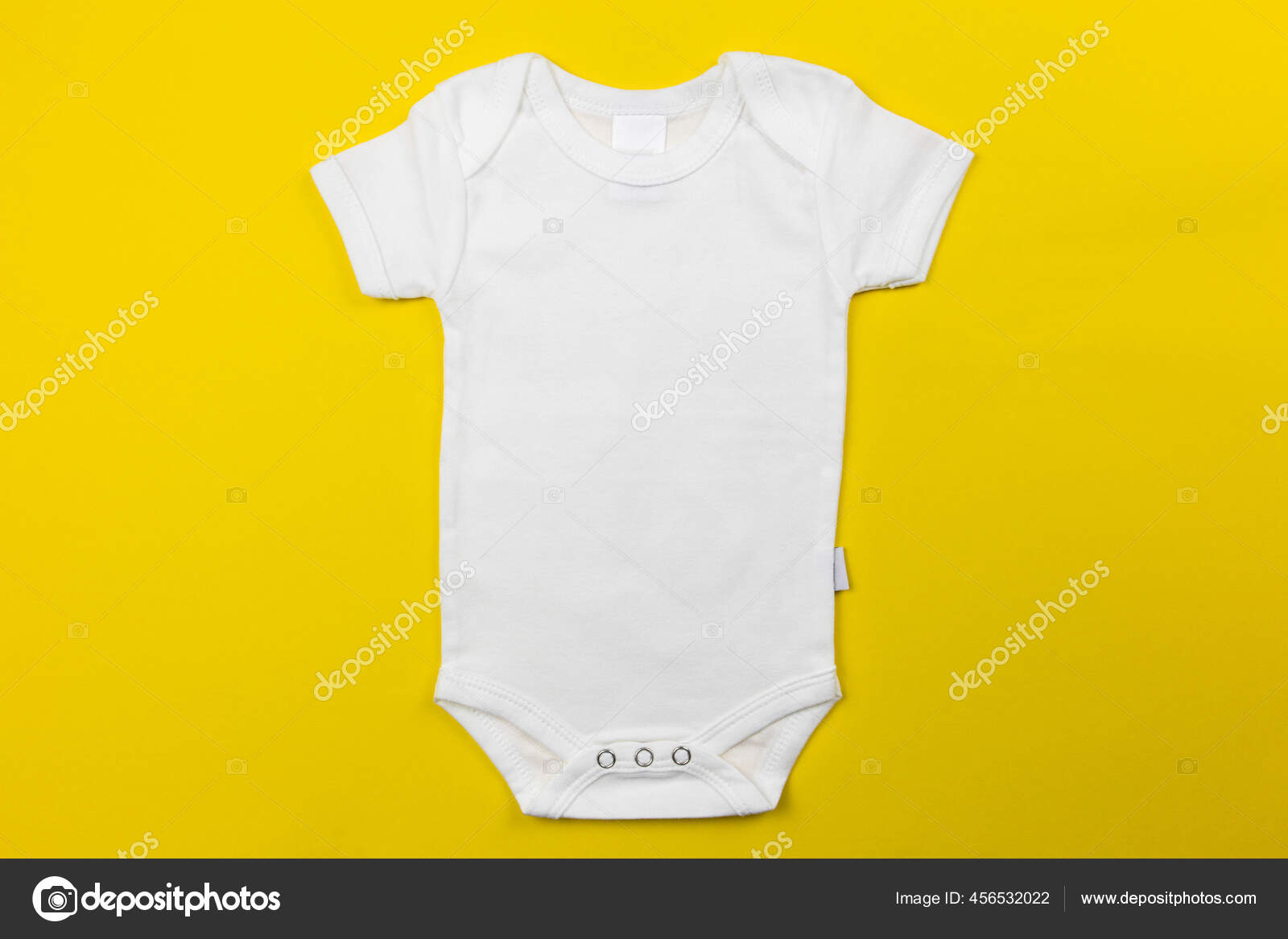 Download White Baby Girl Boy Bodysuit Mockup Colorful Yellow Background Design Stock Photo Image By C Anawein 456532022