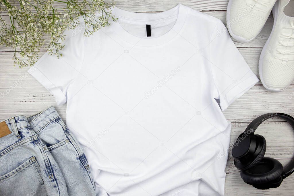 Mockup Camiseta Blanca Mujer Camiseta Blanca Dama Png Camiseta