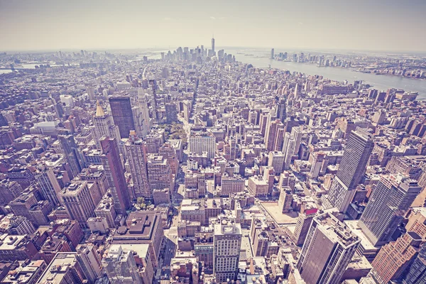 ビンテージ トーンのマンハッタン、ニューヨーク、アメリカ合衆国の航空写真ビュー — ストック写真